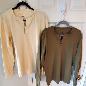 2 North Face Henley Long Sleeve Shirts